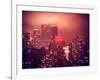 Landscape Foggy Red Night in Manhattan with the New Yorker Hotel View-Philippe Hugonnard-Framed Photographic Print