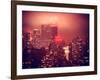 Landscape Foggy Red Night in Manhattan with the New Yorker Hotel View-Philippe Hugonnard-Framed Photographic Print