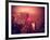 Landscape Foggy Red Night in Manhattan with the New Yorker Hotel View-Philippe Hugonnard-Framed Photographic Print