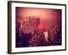 Landscape Foggy Red Night in Manhattan with the New Yorker Hotel View-Philippe Hugonnard-Framed Photographic Print