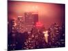Landscape Foggy Red Night in Manhattan with the New Yorker Hotel View-Philippe Hugonnard-Mounted Photographic Print