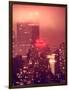 Landscape Foggy Red Night in Manhattan with the New Yorker Hotel View-Philippe Hugonnard-Framed Photographic Print