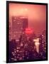 Landscape Foggy Red Night in Manhattan with the New Yorker Hotel View-Philippe Hugonnard-Framed Photographic Print