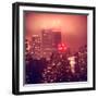 Landscape Foggy Red Night in Manhattan with the New Yorker Hotel View-Philippe Hugonnard-Framed Photographic Print