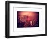 Landscape Foggy Red Night in Manhattan with the New Yorker Hotel View-Philippe Hugonnard-Framed Art Print