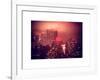 Landscape Foggy Red Night in Manhattan with the New Yorker Hotel View-Philippe Hugonnard-Framed Art Print