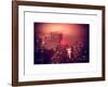 Landscape Foggy Red Night in Manhattan with the New Yorker Hotel View-Philippe Hugonnard-Framed Art Print