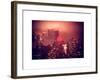 Landscape Foggy Red Night in Manhattan with the New Yorker Hotel View-Philippe Hugonnard-Framed Art Print