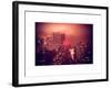Landscape Foggy Red Night in Manhattan with the New Yorker Hotel View-Philippe Hugonnard-Framed Art Print