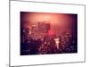 Landscape Foggy Red Night in Manhattan with the New Yorker Hotel View-Philippe Hugonnard-Mounted Art Print