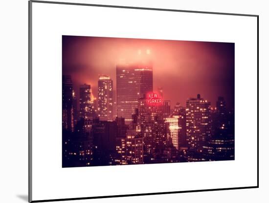 Landscape Foggy Red Night in Manhattan with the New Yorker Hotel View-Philippe Hugonnard-Mounted Art Print