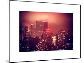 Landscape Foggy Red Night in Manhattan with the New Yorker Hotel View-Philippe Hugonnard-Mounted Art Print