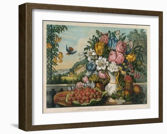 Landscape, Fruit and Flowers, 1862-Frances Flora Bond Palmer-Framed Giclee Print