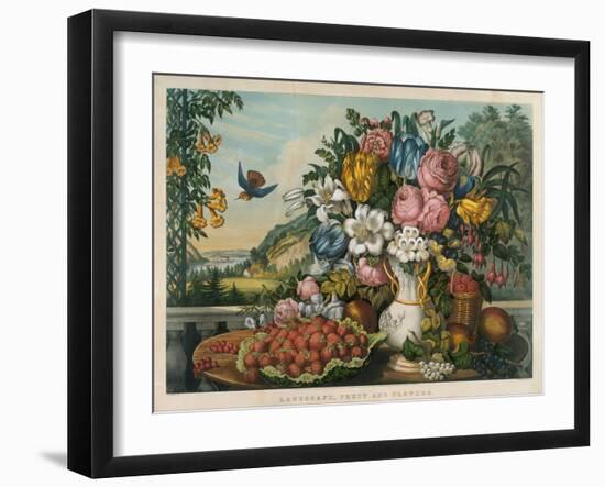 Landscape, Fruit and Flowers, 1862-Frances Flora Bond Palmer-Framed Giclee Print