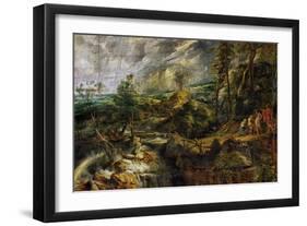 Landscape in a Thunderstorm, Philemon and Baucis, Jupiter and Mercury, circa 1620-Peter Paul Rubens-Framed Giclee Print