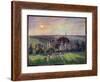 Landscape in Eragny, Church and Farm Painting by Camille Pissarro (1830-1903) 1895 Sun. 0,6X0,73 M-Camille Pissarro-Framed Giclee Print
