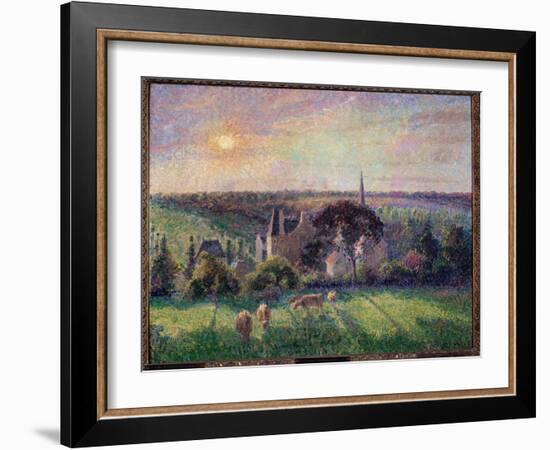 Landscape in Eragny, Church and Farm Painting by Camille Pissarro (1830-1903) 1895 Sun. 0,6X0,73 M-Camille Pissarro-Framed Giclee Print