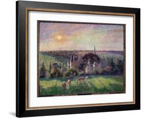 Landscape in Eragny, Church and Farm Painting by Camille Pissarro (1830-1903) 1895 Sun. 0,6X0,73 M-Camille Pissarro-Framed Giclee Print