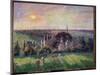 Landscape in Eragny, Church and Farm Painting by Camille Pissarro (1830-1903) 1895 Sun. 0,6X0,73 M-Camille Pissarro-Mounted Giclee Print