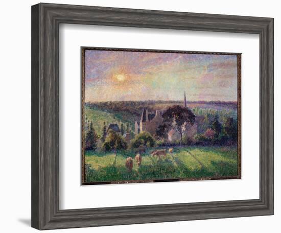 Landscape in Eragny, Church and Farm Painting by Camille Pissarro (1830-1903) 1895 Sun. 0,6X0,73 M-Camille Pissarro-Framed Giclee Print