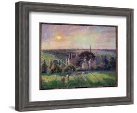 Landscape in Eragny, Church and Farm Painting by Camille Pissarro (1830-1903) 1895 Sun. 0,6X0,73 M-Camille Pissarro-Framed Giclee Print