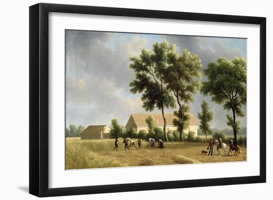 Landscape in Ile-De-France with Harvesters, 1802-Jean Joseph Xavier Bidauld-Framed Giclee Print