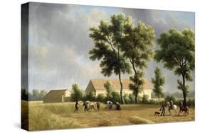 Landscape in Ile-De-France with Harvesters, 1802-Jean Joseph Xavier Bidauld-Stretched Canvas