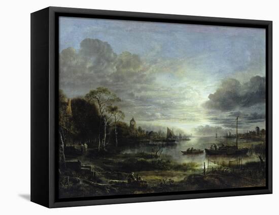 Landscape in Moonlight-Aert van der Neer-Framed Stretched Canvas
