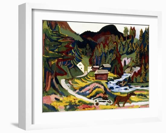 Landscape in Spring, Sertig, 1924-25-Ernst Ludwig Kirchner-Framed Giclee Print