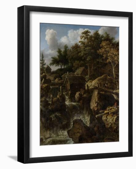 Landscape in Sweden with Waterfall-Allaert Van Everdingen-Framed Art Print