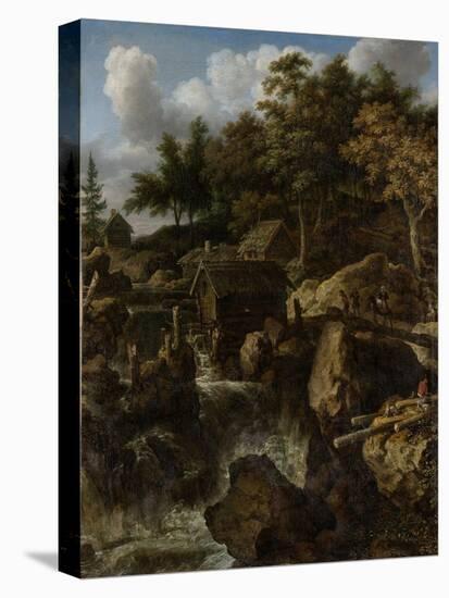 Landscape in Sweden with Waterfall-Allaert Van Everdingen-Stretched Canvas