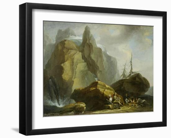 Landscape in the High Alps with Resting Mountaineers and the Painter-Caspar Wolf-Framed Giclee Print