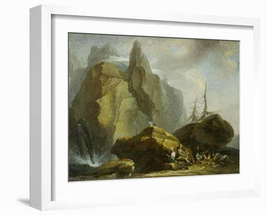 Landscape in the High Alps with Resting Mountaineers and the Painter-Caspar Wolf-Framed Giclee Print