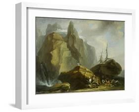 Landscape in the High Alps with Resting Mountaineers and the Painter-Caspar Wolf-Framed Giclee Print