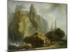 Landscape in the High Alps with Resting Mountaineers and the Painter-Caspar Wolf-Mounted Giclee Print