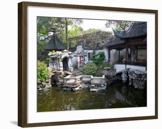 Landscape in Traditional Chinese Garden, Shanghai, China-Keren Su-Framed Photographic Print