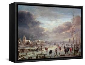 Landscape in Winter-Aert van der Neer-Framed Stretched Canvas