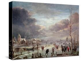 Landscape in Winter-Aert van der Neer-Stretched Canvas