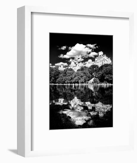 Landscape Mirror, Central Park, Conservatory Water, Manhattan, New York, White Frame-Philippe Hugonnard-Framed Art Print