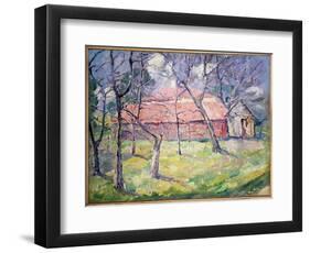 Landscape near Kiev, Ukraine, 1930 (Oil on Canvas)-Kazimir Severinovich Malevich-Framed Giclee Print