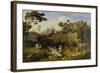 Landscape Near Olevano with Brick Factory and Rural Folk, 1823-24-Joseph Anton Koch-Framed Giclee Print