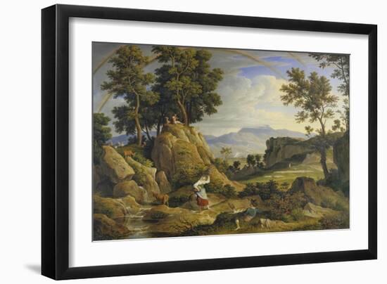 Landscape Near Olevano with Rainbow, 1823-24-Joseph Anton Koch-Framed Giclee Print