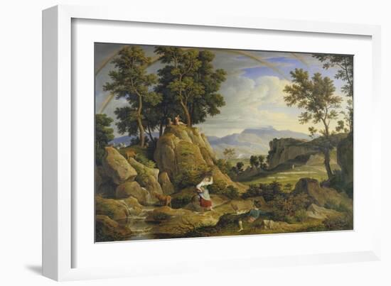 Landscape Near Olevano with Rainbow, 1823-24-Joseph Anton Koch-Framed Giclee Print