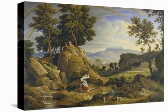 Landscape Near Olevano with Rainbow, 1823-24-Joseph Anton Koch-Stretched Canvas