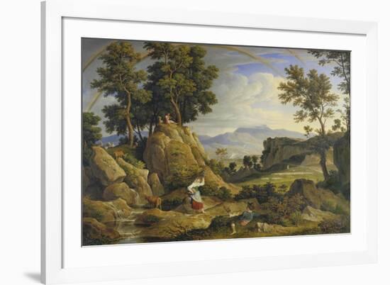 Landscape Near Olevano with Rainbow, 1823-24-Joseph Anton Koch-Framed Giclee Print