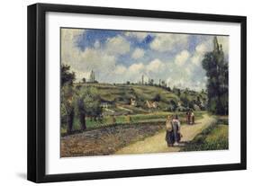 Landscape Near Pontoise, the Auvers Road, 1881-Camille Pissarro-Framed Giclee Print