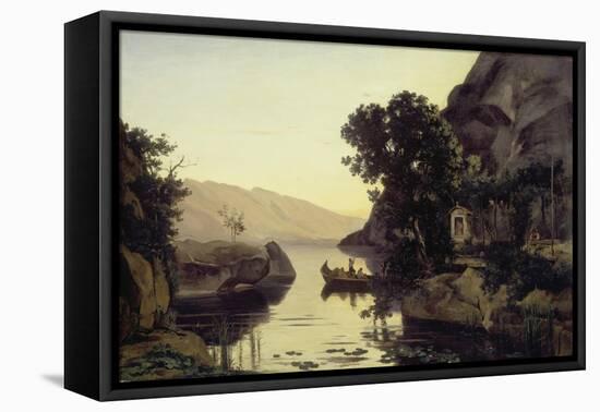 Landscape near Riva, Lake Garda (Vue prise a Riva). 1835-Jean-Baptiste-Camille Corot-Framed Stretched Canvas