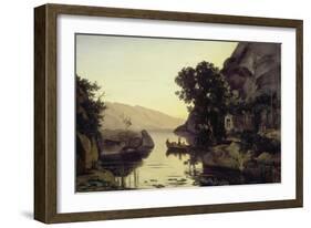 Landscape near Riva, Lake Garda (Vue prise a Riva). 1835-Jean-Baptiste-Camille Corot-Framed Giclee Print