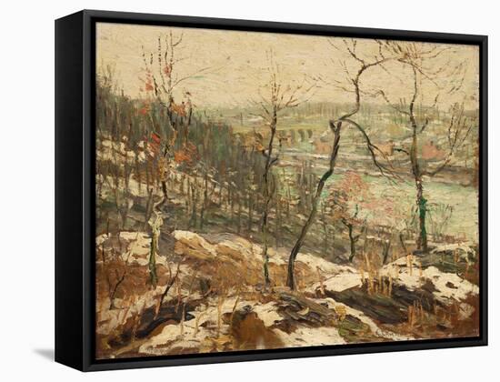 Landscape near the Harlem River, C.1913 (Oil on Cardboard)-Ernest Lawson-Framed Stretched Canvas