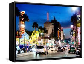 Landscape, Night, Hollywood Blvd, Los Angeles, California, United States-Philippe Hugonnard-Framed Stretched Canvas